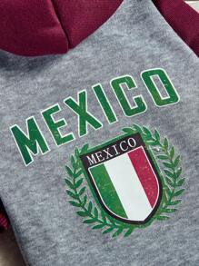 PETSIN 1 件宠物狗猫墨西哥字母印花拼色羊毛连帽衫 - 彩色 - 查看 6