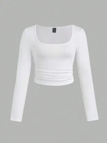 Sweetra Set de 3 blusas de manga larga de ajuste slim talla grande para mujer con estampado gráfico de leopardo, blusas para mujer en primavera