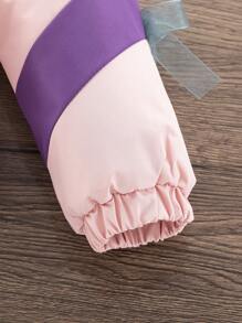 SHEIN 年轻女孩厚连帽棉袄外套，带刺绣图案，保暖保暖内衬，拉链休闲棉袄外套 - 粉色 - 查看 6