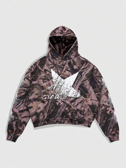 Street Life Men's All-Over Print Long Sleeve Kangaroo Pocket Minimalist Hoodie