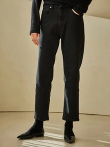 DAZY Quần Jeans Ống Thẳng Túi Bên Hông Thường Ngày Cho Nữ - màu đen - Xem 4