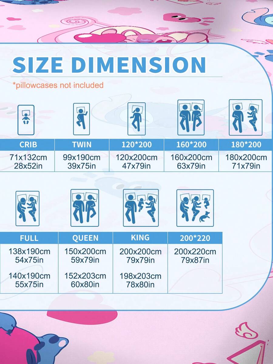 1pc Stitch Fitted Sheet, Lilo & Stitch, Soft And Comfortable, Perfect