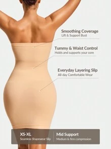 SHEIN Shape Seamless Shapewear Slip Dress Body Shaper Bust& Butt Lifter Tummy Waist Thigh Control