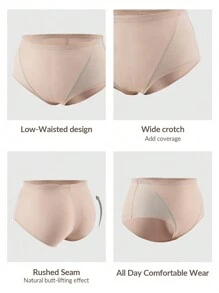 SHAPORA Plus Size Shaping Low-Waisted Shapewear Brief Bottom Body Shaper Butt Lifter-Tummy Waist Control - Khaki - View 6