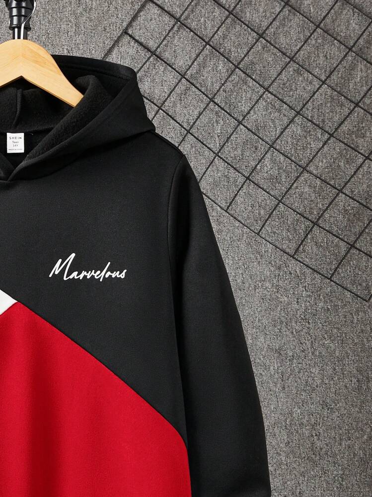 SHEIN Pantalon De Survêtement & Sweat-Shirt À Capuche Jeune Garçon À