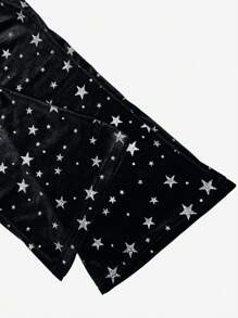 SHEIN Explorewe Teen Girl Silver Star Print Casual Flare Pants For Outings, Autumn - Black - View 5