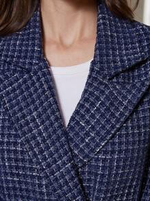 Aveloria Modichic 海军蓝格子奢华齐膝修身常规款女式秋冬季外套 - 藏蓝色 - 查看 7