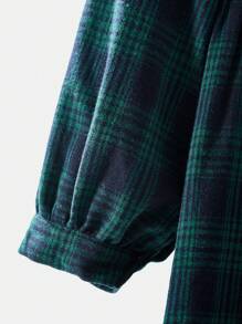 Rusticease Plus Size Women Plaid Long Sleeve Button Down Leisure Shirt Dress For Fall, Winter Women Clothes