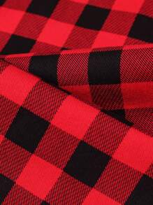 Manfinity Homme 男式大码红色棋盘格牛仔弹力紧身休闲裤 - 紅色 - 查看 10