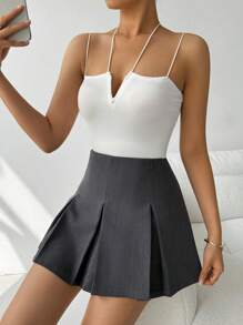 SHEIN Privé Body ajustado de escote en V para mujer, negro para uso en la oficina - Blanco - Ver 6