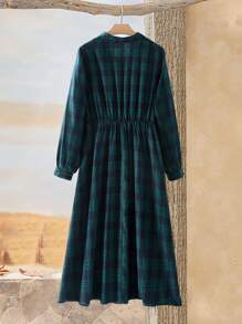 Rusticease Plus Size Women Plaid Long Sleeve Button Down Leisure Shirt Dress For Fall, Winter Women Clothes