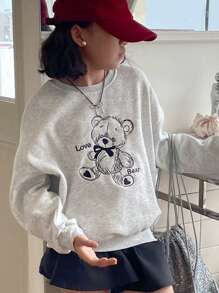 DAZY Tween Girl Round Neck Embroidered Sweatshirt, Fall,Back To School Clothes - Grey - View 5