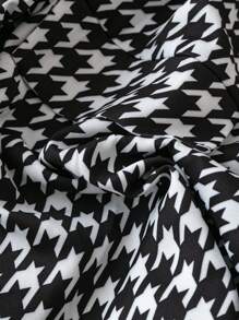 SHEIN LUNE Áo khoác blazer họa tiết Houndstooth đen trắng cỡ lớn dành cho nữ phù hợp để mặc hàng ngày, đi làm và nhiều dịp khác nhau - Đen và trắng - Xem 3