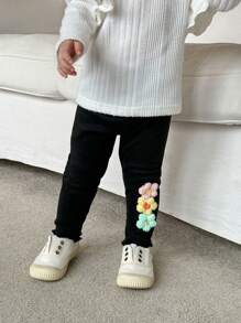 SHEIN Baby Mädchen Lässig Hose mit Multi-Blumen Dekor