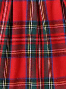 SHEIN 2pcs Christmas Plaid Baby Girls Bowknot Colorblock Plaid Sleeveless Pinafore Dress & Thermal Turtleneck Set