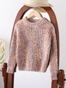 年轻女孩毛衣，可爱优雅的双层圆领针织套头衫，适合休闲、旅行和冬季保暖 - 粉色 - 查看 1