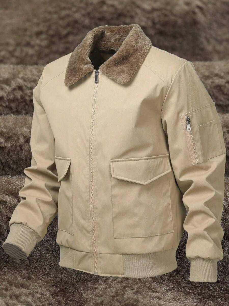 Manfinity Homme Jachetă casual cu mânecă lungă, cu guler cu rever, pentru bărbați