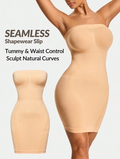 SHAPORA Seamless Shapewear Slip Dress Body Shaper Bust& Butt Lifter Tummy Waist Thigh Control