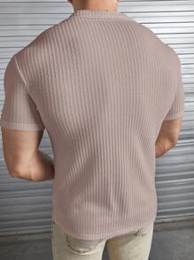 Manfinity VCAY 男士休闲纯色华夫格短袖纽扣衬衫，夏季