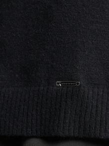 SUMWON Cárdigan clásico de punto acanalado de manga larga - Prenda exterior esencial de invierno con pequeño logotipo estampado, estilo urbano de moda callejera