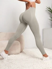 Easithlete 纯色高腰无缝紧身裤 - 彩色 - 查看 3