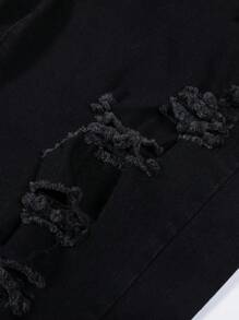 Chillumni Quần Jeans Skinny Jeans Đen Giặt Cũ Cho Nam Cỡ Lớn, Quần Jeans Dài Ôm Vừa Vặn Tối Màu Đen Trơn, Quần Cargo Jeans Đen Trơn, Dành Cho Chồng, Quà Tặng Bạn Trai - màu đen - Xem 8