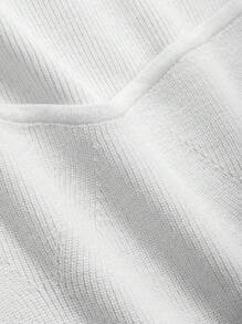 DAZY Rib Knit Sweetheart Neck Knit Top - White - View 6