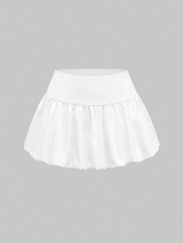 ROMWE Kawaii Falda mini de cintura baja versátil y casual tipo "bubble" de estilo Y2K para damas, apta para otoño-invierno, se puede combinar con chaqueta o sudadera