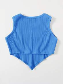 SHEIN EZwear Áo hai dây Bất đối xứng màu trơn Giải trí - Màu xanh lam - Xem 2