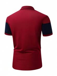 Manfinity Homme Camisa polo de manga corta con color contrastante de talla grande para hombre casual
