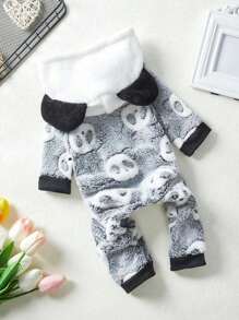 PETSIN 1pc Plush Panda Pet Jumpsuit - Black and White - View 5