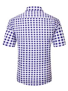 Manfinity Homme Áo sơ mi nam cổ bẻ cài nút phía trước, tay ngắn, mặc thường ngày - Nhiều màu - Xem 2