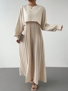 Rafferiza 女士优雅派对二合一下摆腰褶皱长袍连衣裙