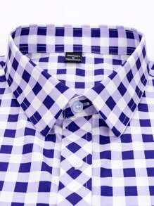 Manfinity Homme Áo sơ mi nam cổ bẻ cài nút phía trước, tay ngắn, mặc thường ngày - Nhiều màu - Xem 3