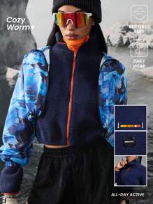 Innovista Women Plus Fleece Thick Zipper Color Block Loose Fit Sport Jacket, Fleece Coat For Hiking, Ski Jackets, Mountaineering And Sports, Fall Women Outfits, Hiking Clothe, Zip Up Woman Jacket, Outdoor Warm, Fall Winter Women Outfit, Winter Women Jacket, Winter Women Clothes, Thermal, Orange