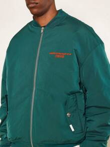 Sumwon Records Winter Bomber Jacket Los Angeles California Heritage Limited Edition Retro Sports Varsity Design Modern Street Fashion - Green - View 5