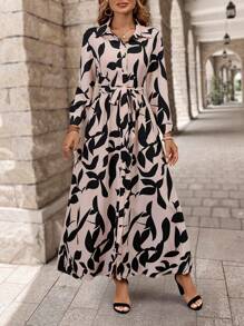 EMERY ROSE Casual lange overhemdjurk met bloemenprint voor dames, herfst