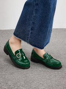 CUCCOO BIZCHIC Women's Fashion Versatile Rhinestone Decor Flat Loafers