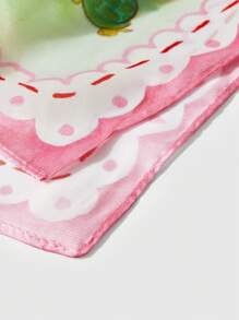 Strawberry Shortcake | ROMWE 1pc Cute Cartoon Character & Strawberry Print Handkerchief - Multicolor - View 4