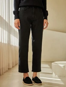 DAZY Quần Jeans Ống Thẳng Túi Bên Hông Thường Ngày Cho Nữ - màu đen - Xem 9