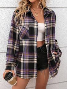 INAWLY Women's Casual Plaid Dolman Sleeve Loose Pockets Blouse, Spring/Autumn Women Shirt,Long Sleeve Tops Fall Cloth For Women