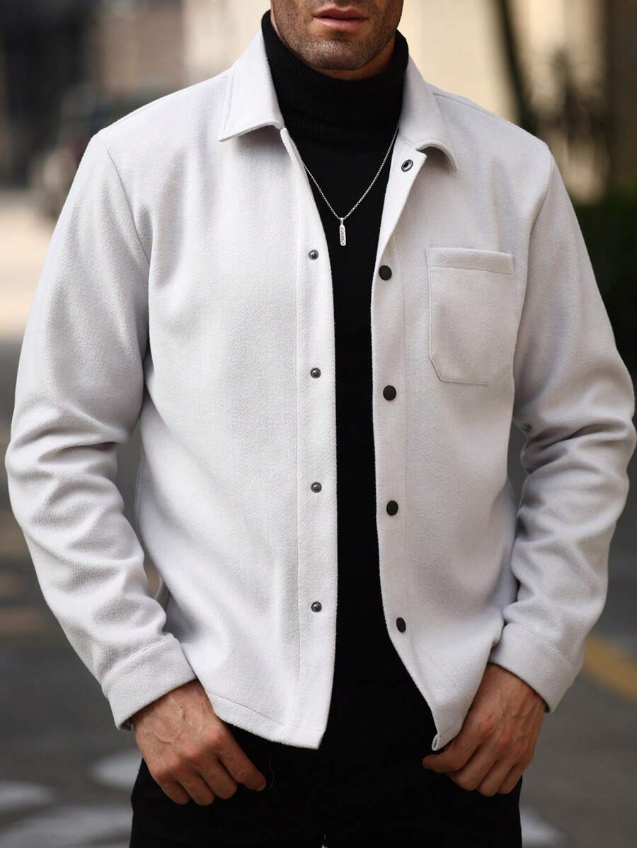 Manfinity Homme Men's Casual Solid Color Jacket, Autumn