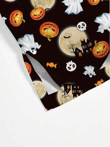 PopScrub Pflegekittel-Oberteil, Halloween Cartoon Geister Muster