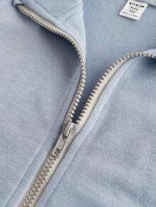 SHEIN 2pcs Boys' Stand Collar Long Sleeve Patchwork Outdoor Sports Fashion Sweatshirt & Pants Set - Multicolor - View 6