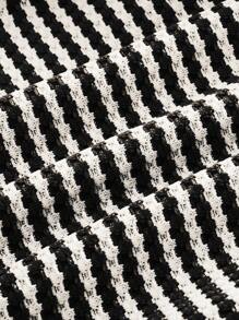 Cozy Pixies 2pcs Baby Girl Colorful Striped Ruffle Collar Long Sleeve Sweatshirt & Mini Skirt Set - Black and White - View 5