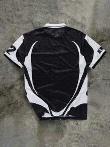 PAVTROS 男士休闲字母印花宽松短袖拼色领 Polo 衫，适合外出，送给朋友