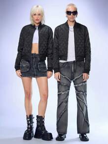 Manfinity VCAY Men's Slim-Fit Crew Neck Casual Padded Coat, Suitable For Autumn/Winter