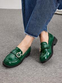CUCCOO BIZCHIC Women's Fashion Versatile Rhinestone Decor Flat Loafers