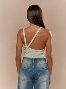 MISSGUIDED Débardeur moulant sans manches à côtes, body casual de base. Tenue de fête de la Saint-Patrick à thème irlandais, élastique, mince, avec des attributs de chance. Tenue de célébration