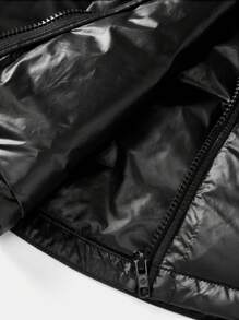 SHEIN SXY Veste matelassée décontractée à capuche à fermeture éclair sans manches de couleur unie pour femmes grandes tailles - Noir - Voir 7